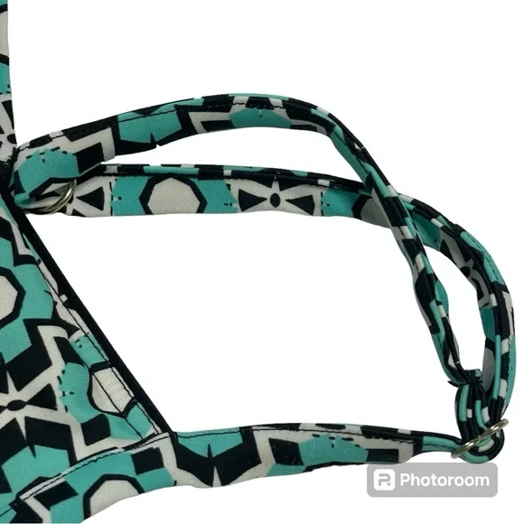 Fit 4U swim dress size 20W aqua,black,white geo design adjustable straps 1piece - Picture 7 of 13